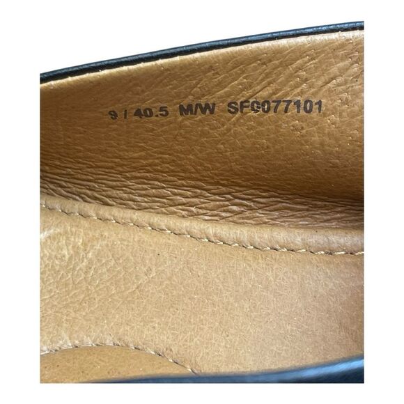 New Sofft Kadyn Black Leather Loafers Silver Chain Size 9 Classic Preppy Office - Picture 4 of 8